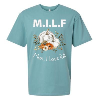 MILF Man I Love Fall Funny Seasonal Pumpkin Autumn Sueded Cloud Jersey T-Shirt