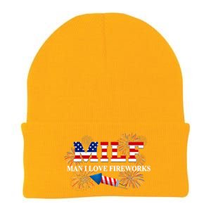 MILF Man I Love Fireworks Funny American Patriotic July 4th Knit Cap Winter Beanie