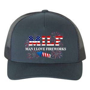 MILF Man I Love Fireworks Funny American Patriotic July 4th Yupoong Adult 5-Panel Trucker Hat