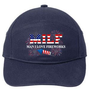 MILF Man I Love Fireworks Funny American Patriotic July 4th 7-Panel Snapback Hat