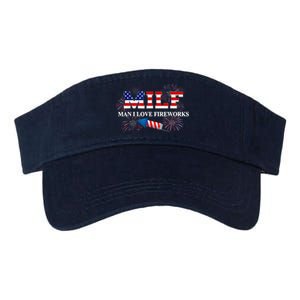 MILF Man I Love Fireworks Funny American Patriotic July 4th Valucap Bio-Washed Visor