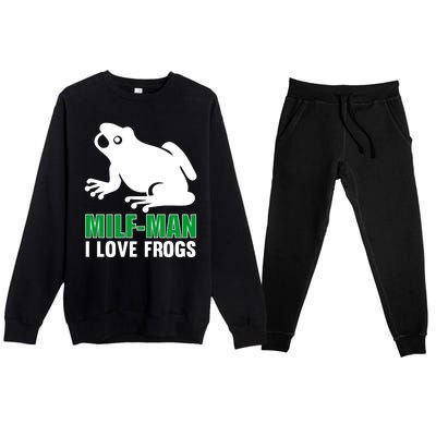 MILF Man I Love Frogs Funny Frog Premium Crewneck Sweatsuit Set