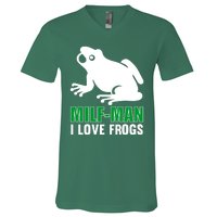 MILF Man I Love Frogs Funny Frog V-Neck T-Shirt