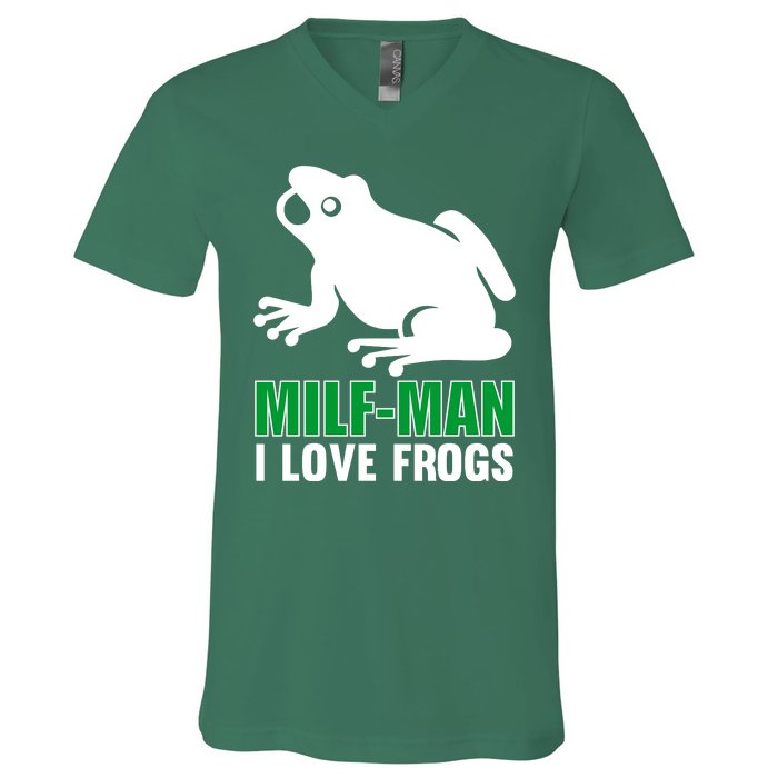 MILF Man I Love Frogs Funny Frog V-Neck T-Shirt