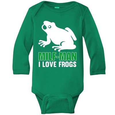 MILF Man I Love Frogs Funny Frog Baby Long Sleeve Bodysuit