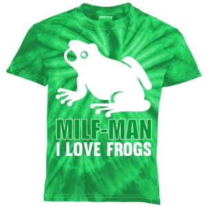 MILF Man I Love Frogs Funny Frog Kids Tie-Dye T-Shirt