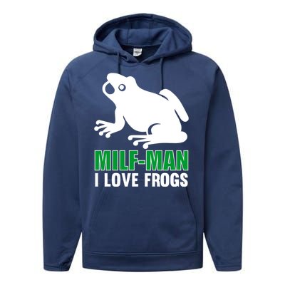 MILF Man I Love Frogs Funny Frog Performance Fleece Hoodie