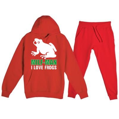 MILF Man I Love Frogs Funny Frog Premium Hooded Sweatsuit Set