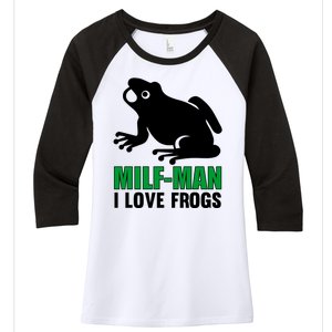 MILF Man I Love Frogs Funny Frog Women's Tri-Blend 3/4-Sleeve Raglan Shirt