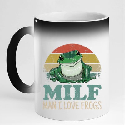 MILF Man I Love Frogs Funny Saying Frog Amphibian Lovers 11oz Black Color Changing Mug