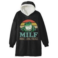 MILF Man I Love Frogs Funny Saying Frog Amphibian Lovers Hooded Wearable Blanket