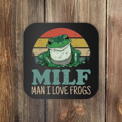 MILF Man I Love Frogs Funny Saying Frog Amphibian Lovers Coaster