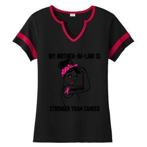 My MotherInLaw Is Stronger Than Cancer Breast Cancer Great Gift Ladies Halftime Notch Neck Tee