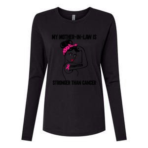 My MotherInLaw Is Stronger Than Cancer Breast Cancer Great Gift Womens Cotton Relaxed Long Sleeve T-Shirt