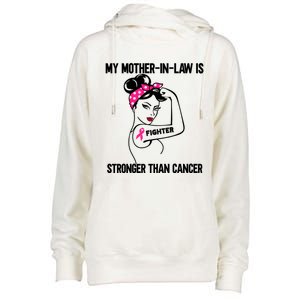 My MotherInLaw Is Stronger Than Cancer Breast Cancer Great Gift Womens Funnel Neck Pullover Hood