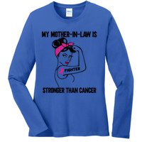 My MotherInLaw Is Stronger Than Cancer Breast Cancer Great Gift Ladies Long Sleeve Shirt