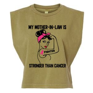 My MotherInLaw Is Stronger Than Cancer Breast Cancer Great Gift Garment-Dyed Women's Muscle Tee