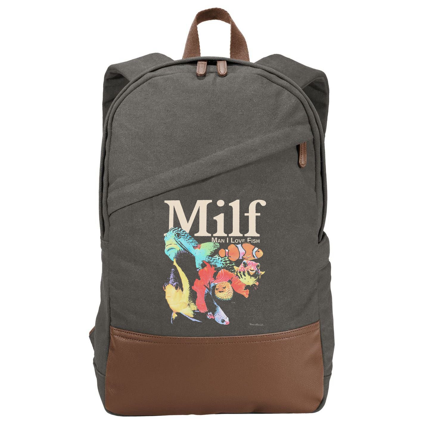 Milf Man I Love Fish Cotton Canvas Backpack