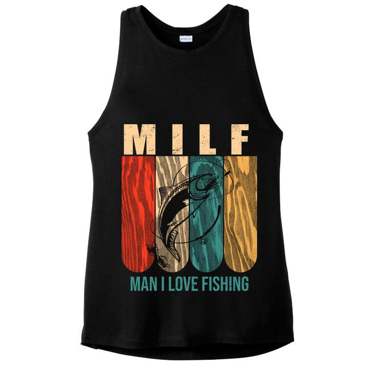 Milf Man I Love Fishing Vintage Ladies PosiCharge Tri-Blend Wicking Tank