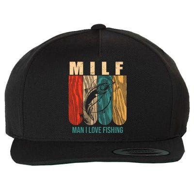 Milf Man I Love Fishing Vintage Wool Snapback Cap