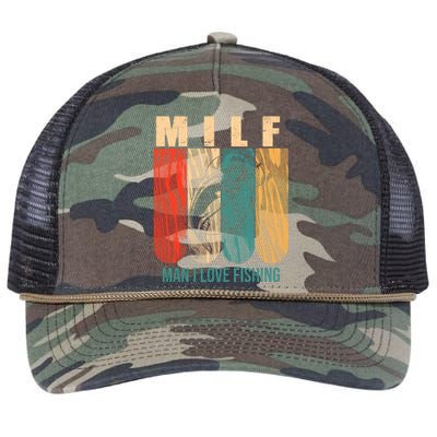 Milf Man I Love Fishing Vintage Retro Rope Trucker Hat Cap