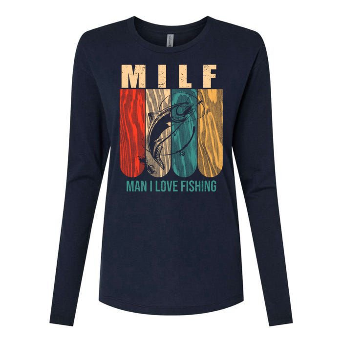 Milf Man I Love Fishing Vintage Womens Cotton Relaxed Long Sleeve T-Shirt