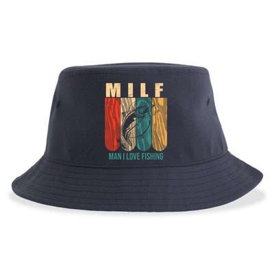 Milf Man I Love Fishing Vintage Sustainable Bucket Hat