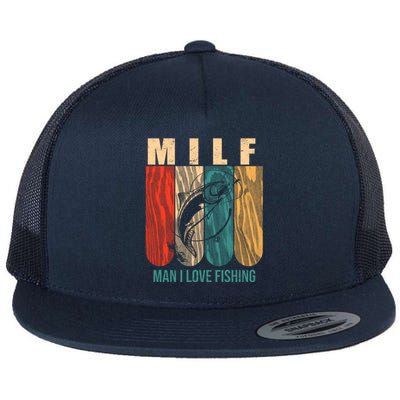 Milf Man I Love Fishing Vintage Flat Bill Trucker Hat