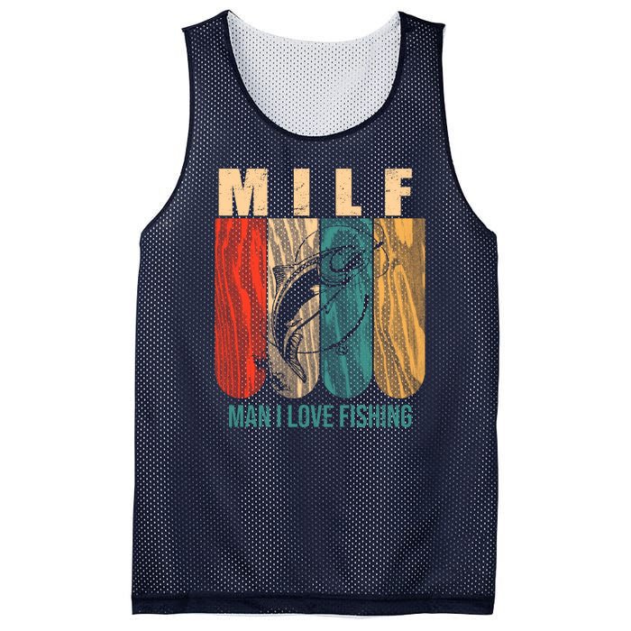 Milf Man I Love Fishing Vintage Mesh Reversible Basketball Jersey Tank