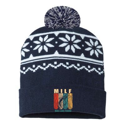 Milf Man I Love Fishing Vintage USA-Made Snowflake Beanie