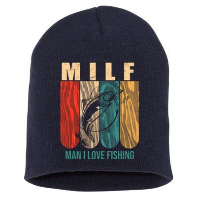 Milf Man I Love Fishing Vintage Short Acrylic Beanie