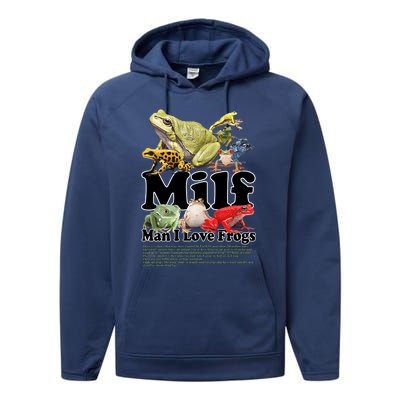 Milf Man I Love Frogs Performance Fleece Hoodie