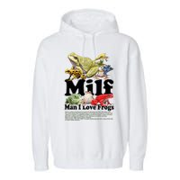 Milf Man I Love Frogs Garment-Dyed Fleece Hoodie