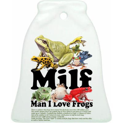 Milf Man I Love Frogs Ceramic Bell Ornament