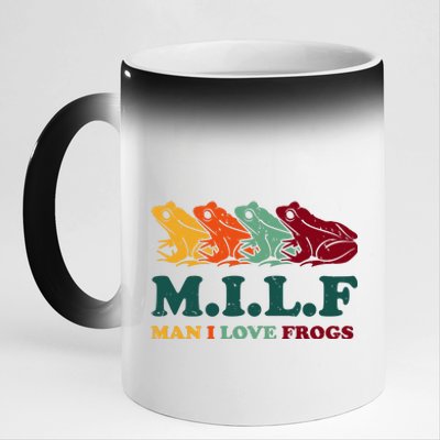 Milf Man I Love Frogs Retro Colorful 11oz Black Color Changing Mug