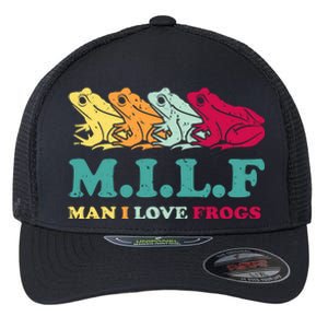 Milf Man I Love Frogs Retro Colorful Flexfit Unipanel Trucker Cap