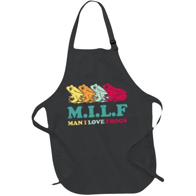 Milf Man I Love Frogs Retro Colorful Full-Length Apron With Pockets