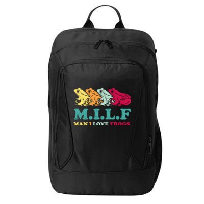 Milf Man I Love Frogs Retro Colorful City Backpack