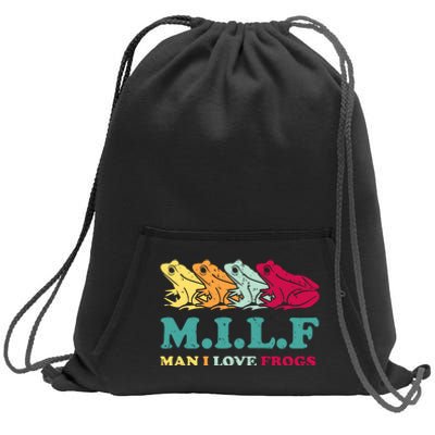 Milf Man I Love Frogs Retro Colorful Sweatshirt Cinch Pack Bag