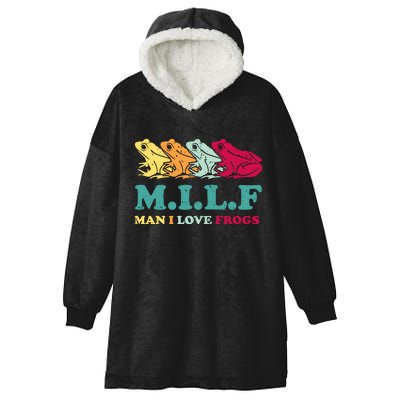 Milf Man I Love Frogs Retro Colorful Hooded Wearable Blanket