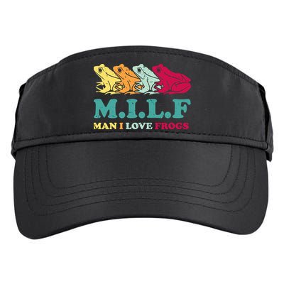 Milf Man I Love Frogs Retro Colorful Adult Drive Performance Visor
