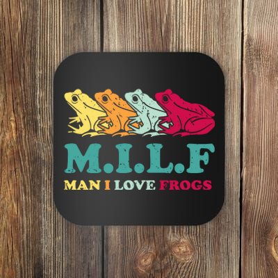 Milf Man I Love Frogs Retro Colorful Coaster