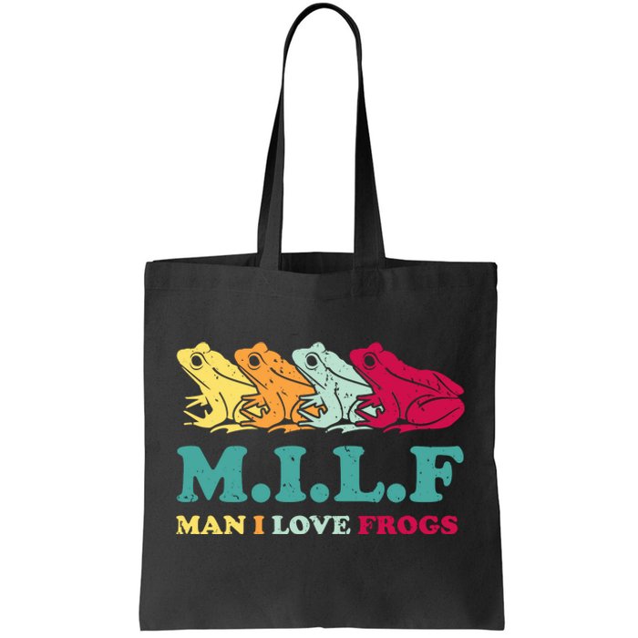 Milf Man I Love Frogs Retro Colorful Tote Bag