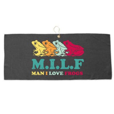 Milf Man I Love Frogs Retro Colorful Large Microfiber Waffle Golf Towel