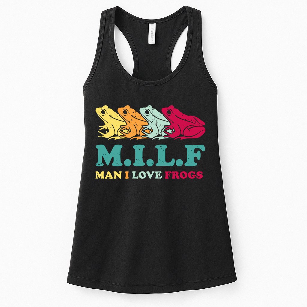 Milf Man I Love Frogs Retro Colorful Womens Tank Top