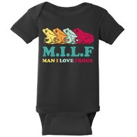 Milf Man I Love Frogs Retro Colorful Baby Bodysuit