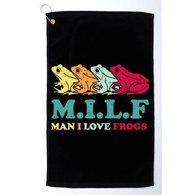 Milf Man I Love Frogs Retro Colorful Golf Towel