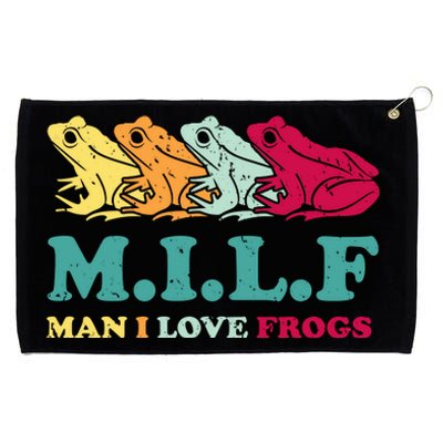 Milf Man I Love Frogs Retro Colorful Grommeted Golf Towel