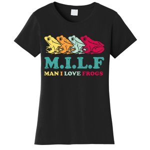 Milf Man I Love Frogs Retro Colorful Women's T-Shirt