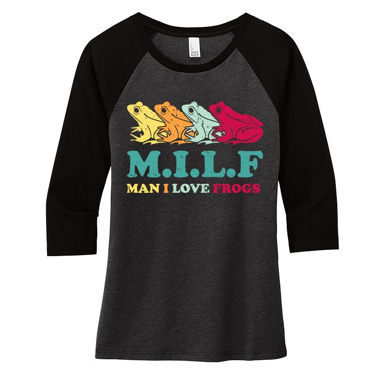 Milf Man I Love Frogs Retro Colorful Women's Tri-Blend 3/4-Sleeve Raglan Shirt